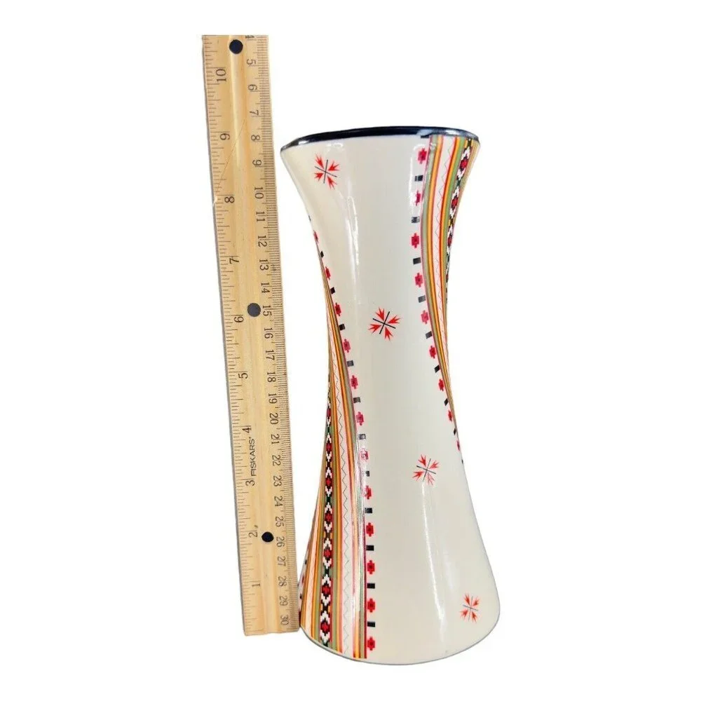 German‎ Style Poppy Ceramic Vase Colorful Multicolor Pattern Border Flower Vase